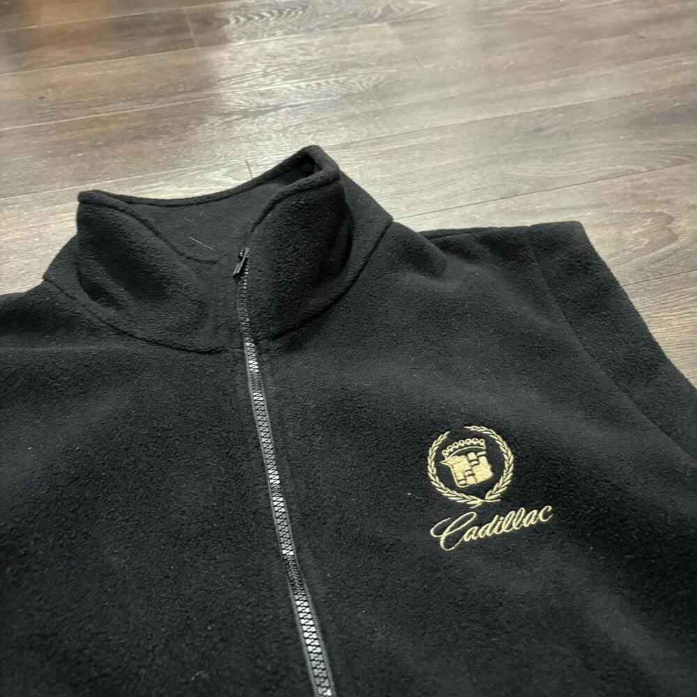Vintage Cadillac zip up fleece vest 00s L